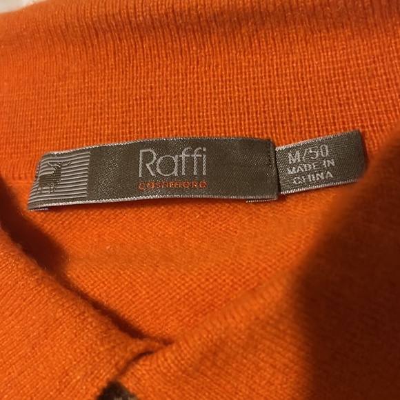 100% Cashmere Raffi Sweater w/ collar - Orange - M - Picture 4 of 8